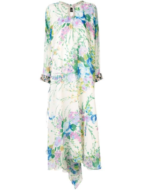 Richard Quinn Oversized Floral Maxi Dress In Green | ModeSens