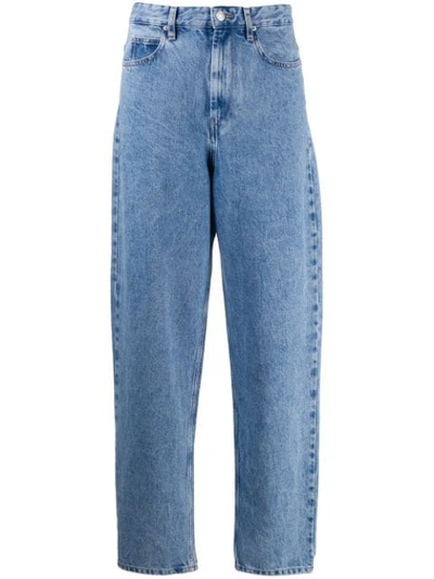 Shop Isabel Marant Étoile High Waisted Loose Fit Jeans In Ice Blue