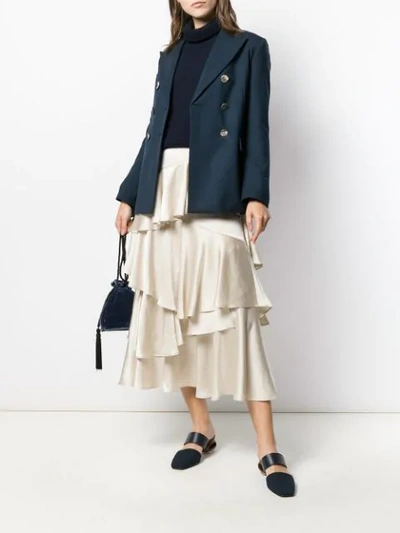 Shop Alexa Chung Layered Midi Skirt In Neutrals