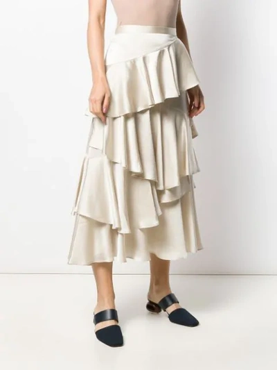 Shop Alexa Chung Layered Midi Skirt In Neutrals