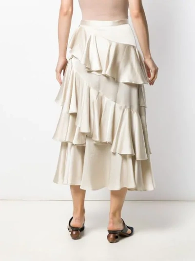 Shop Alexa Chung Layered Midi Skirt In Neutrals