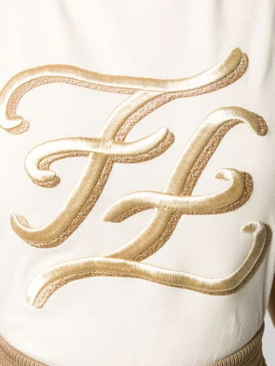 Shop Fendi Karligraphy Logo T-shirt In Neutrals