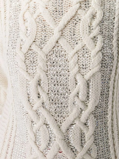 Shop Ermanno Scervino Cable Knit Jumper In White