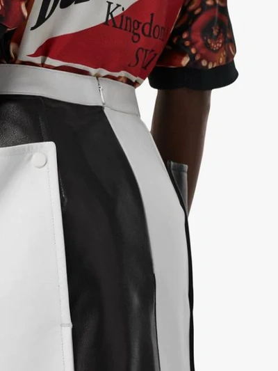 Shop Burberry Pocket Detail Two-tone Lambskin Mini Skirt In Black