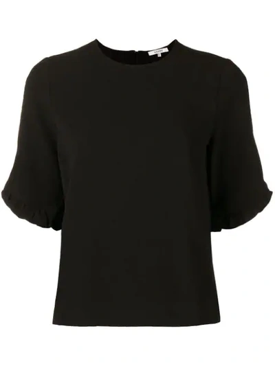 Shop Ganni Ruffled Sleeve Blouse - Black