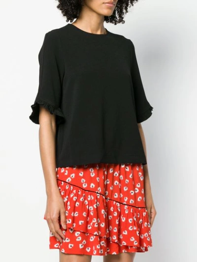 Shop Ganni Ruffled Sleeve Blouse - Black