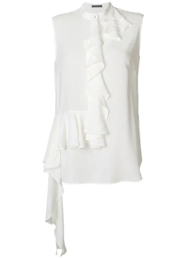 Shop Alexander Mcqueen Frill Detail Blouse In 9016 Ivory