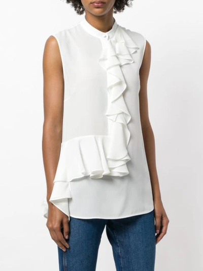 Shop Alexander Mcqueen Frill Detail Blouse In 9016 Ivory