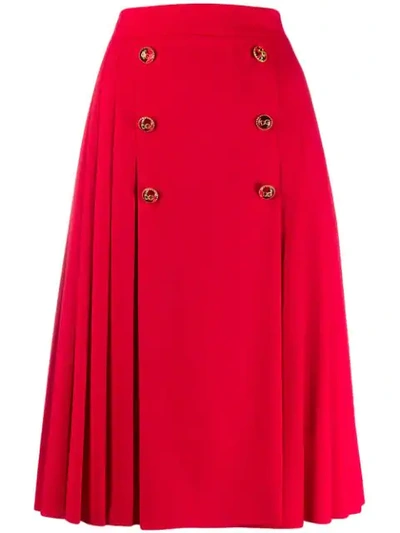 Shop Dolce & Gabbana Pleated Midi Skirt In Red