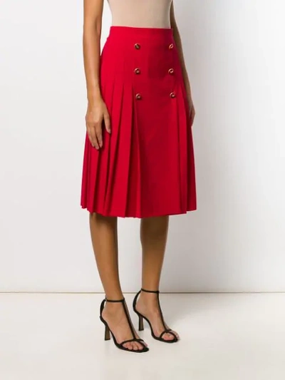 Shop Dolce & Gabbana Pleated Midi Skirt In Red