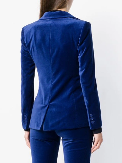 Shop Pinko Velour Two Button Blazer In Blue