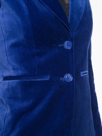 Shop Pinko Velour Two Button Blazer In Blue
