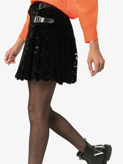 Shop Christopher Kane Lace Kilt Mini Skirt - Black