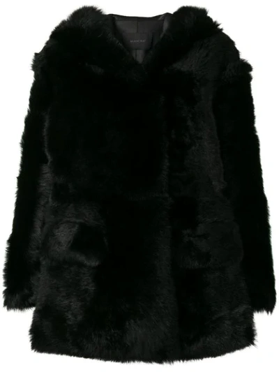 Shop Blancha Hooded Fur Coat - Black