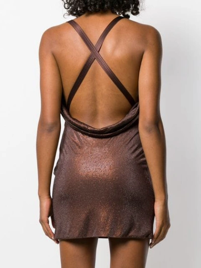 Shop Versace Draped Front Mini Dress In Brown