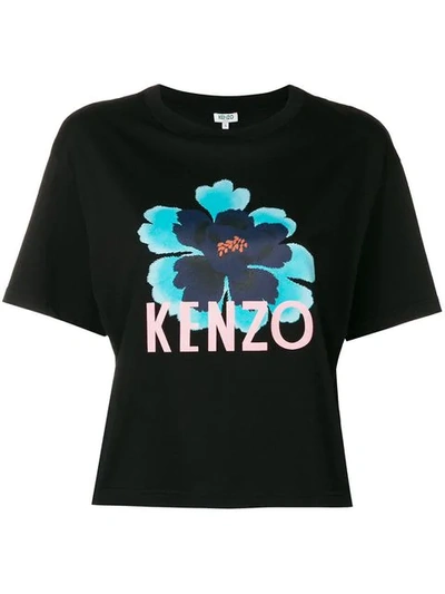 Shop Kenzo Floral Logo T-shirt - Black