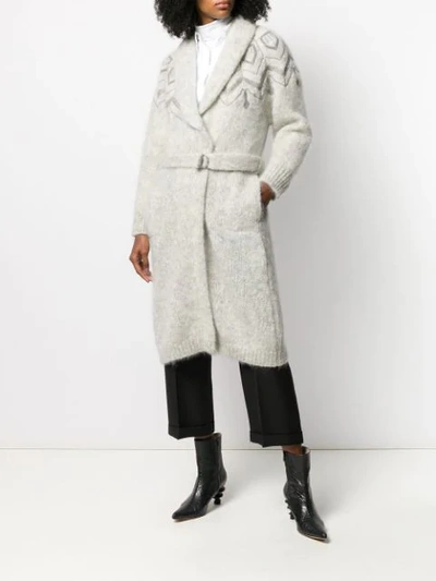 Shop Brunello Cucinelli Belted Cardi-coat In Grey