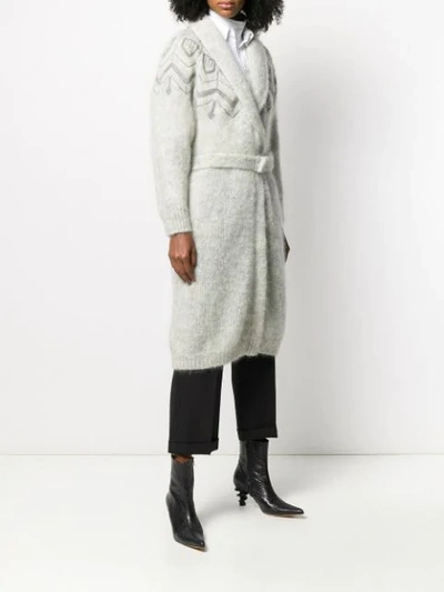 Shop Brunello Cucinelli Belted Cardi-coat In Grey