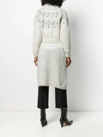 Shop Brunello Cucinelli Belted Cardi-coat In Grey