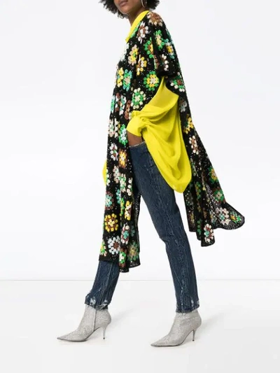 Shop Ashish Crotchet Embellished Poncho In Multicolour