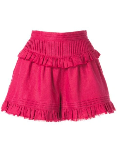 Shop Aje Ruffled Morton Shorts In Pink