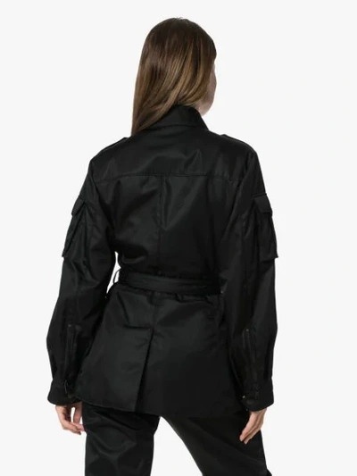 Shop Prada Belted Nylon Utility Jacket In Black