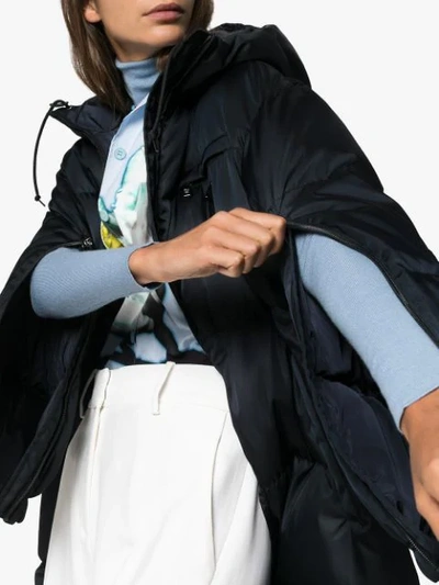 Shop Prada Hooded Long Puffer Coat In Blue