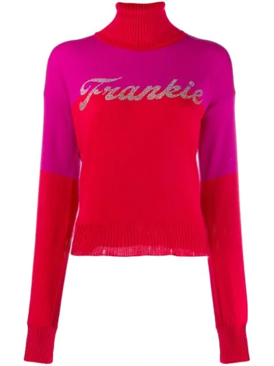 Shop Frankie Morello Embellished Logo Jumper In Red