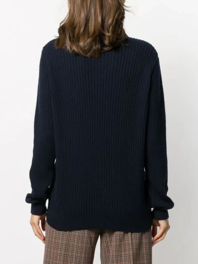 Shop Apc Cable Knit Jumper In Blue