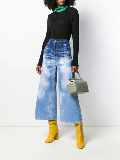 DSQUARED2 HIGH-WAISTED WIDE LEG JEANS - 蓝色
