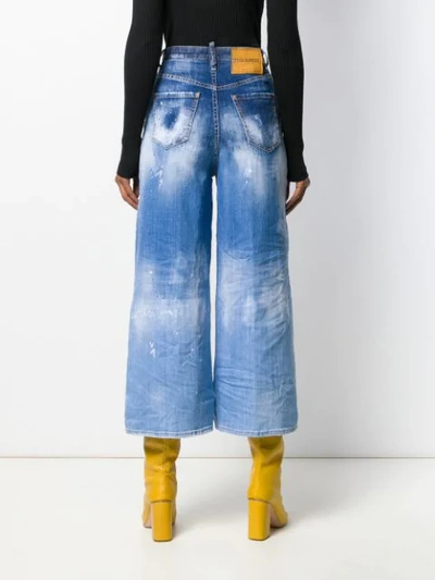 DSQUARED2 HIGH-WAISTED WIDE LEG JEANS - 蓝色