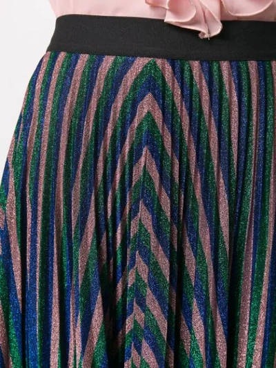 Shop Giamba Metallic Pleated Midi Skirt In Green