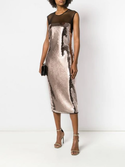 Shop Tom Ford Sequin Midi Dress In Metallic