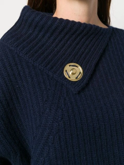 Shop Jw Anderson Foldover Neck Ribbed Jumper In Blue