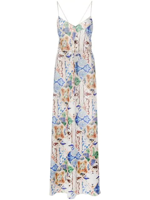 tile print maxi dress
