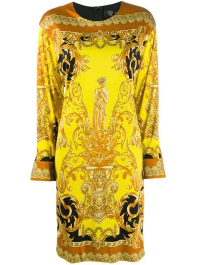 Shop Versace Barocco Print Long In Yellow