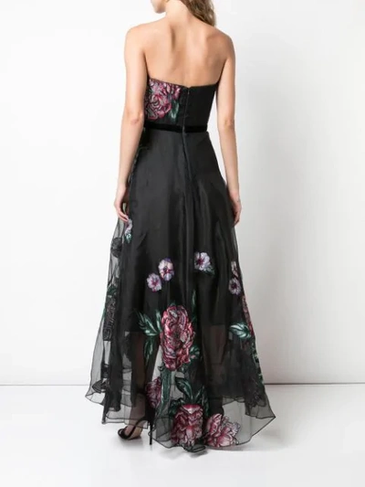 Shop Marchesa Notte Flower Patches Corset Gown In Black