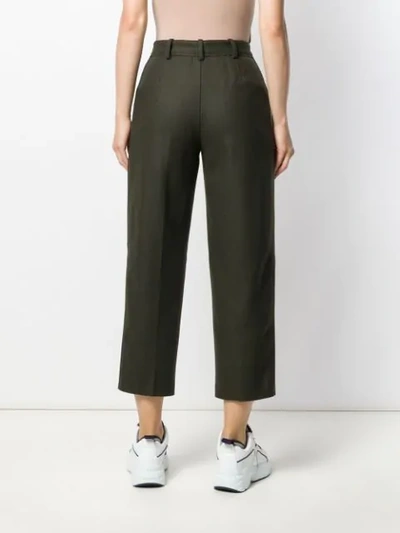 Shop Acne Studios Cropped Trousers In Green