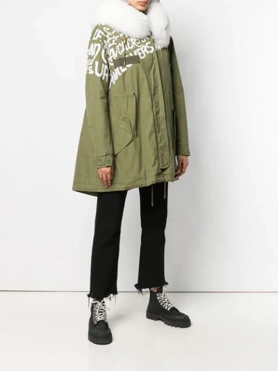 Shop Mr & Mrs Italy Graphic Print Mid-length Parka In Green