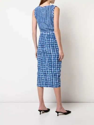 Shop Altuzarra Checked Fitted Dress In Blue