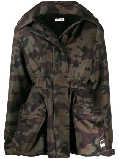 Shop Miu Miu Camouflage Print Jacket In F0334 Mimentico