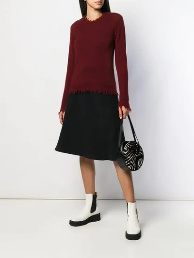 Shop Uma Wang Raw Edge Cashmere Sweater In Red