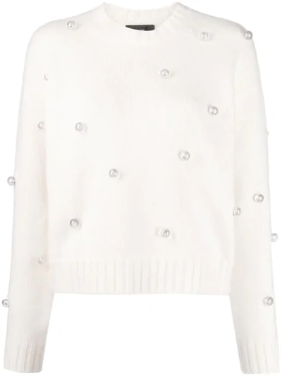 Shop Alanui Pearl Embellished Jumper In Neutrals