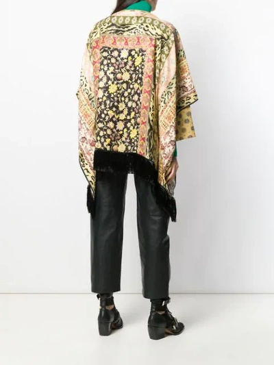 Shop Etro Mixed Print Fringed Cape In 0800 Multicolor