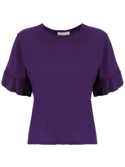 Shop Nk Ruffled Sleeves Blouse - Purple