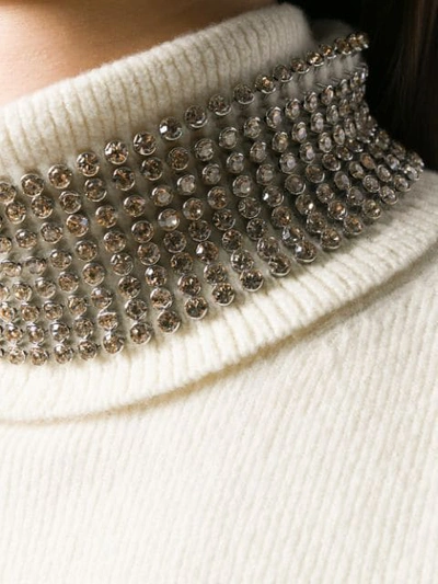 Shop Alexander Wang Embellished Neck Jumper In Neutrals