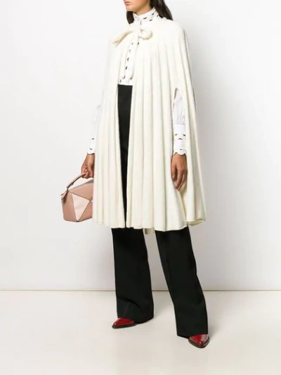 Shop Loewe Knitted Pleated Cape In White