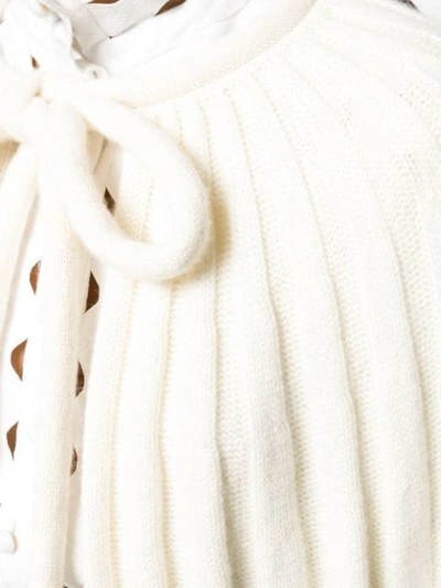 Shop Loewe Knitted Pleated Cape In White