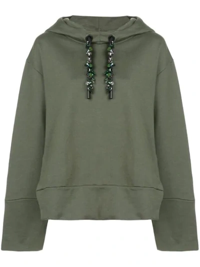 Shop Osklen Embellished Drawstring Hoodie - Green