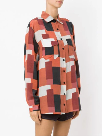 Shop Amir Slama Checkered Silk Shirt - Multicolour